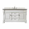 James Martin Vanities Brookfield 60in Single Vanity, Bright White w/ 3 CM Grey Expo Quartz Top 147-V60S-BW-3GEX